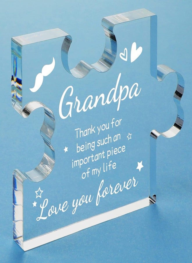 Gifzy Grandpa Gifts Acrylic Puzzle Plaque - Grandpa Christmas Gifts - Gifts for Grandpa 5 x 5 Inch Desk Decorations - Fathers Day Birthday Card Gifts for Grandpa - Image 1